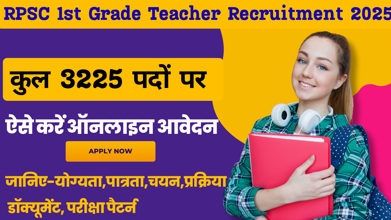 RPSC 1st Grade Teacher Recruitment 2025: Online Apply, 3,225 Posts Eligibility, Apply Dates