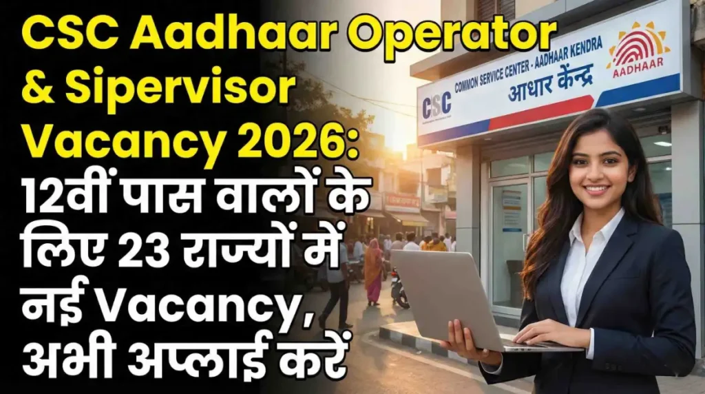 CSC Aadhaar Operator & Supervisor Vacancy 2026
